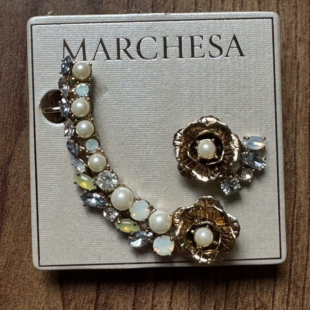 Marchesa faux pearl asymmetrical earrings